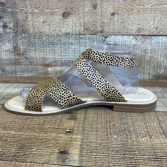 Sole Society Saden Strappy Sandals Women Size 10M Tan Black Cheetah Print Buckle - Picture 5 of 11